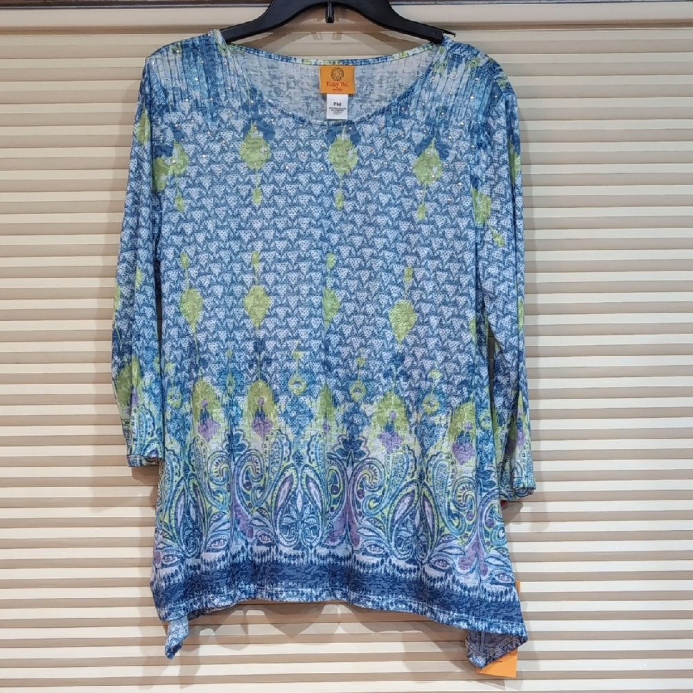 Ruby Red Blue and Green Paisley Women's Blouse PM